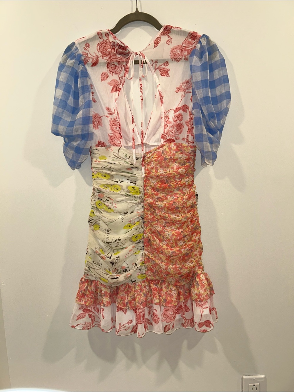 ASOS Multi-Print Patchwork Mini Dress in Blue, Red, Yellow, Cream